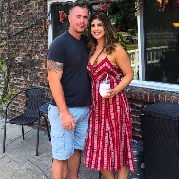 Lulu’s Rust Red Stripe Print Tie Back Side Slit Midi Dress - Picture 10 of 16